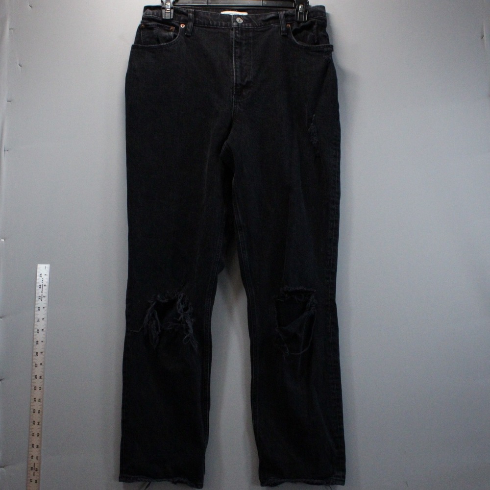 Abercrombie & Fitch 90s Ultra High Rise Curve Love Jeans Black Distressed 32/14L